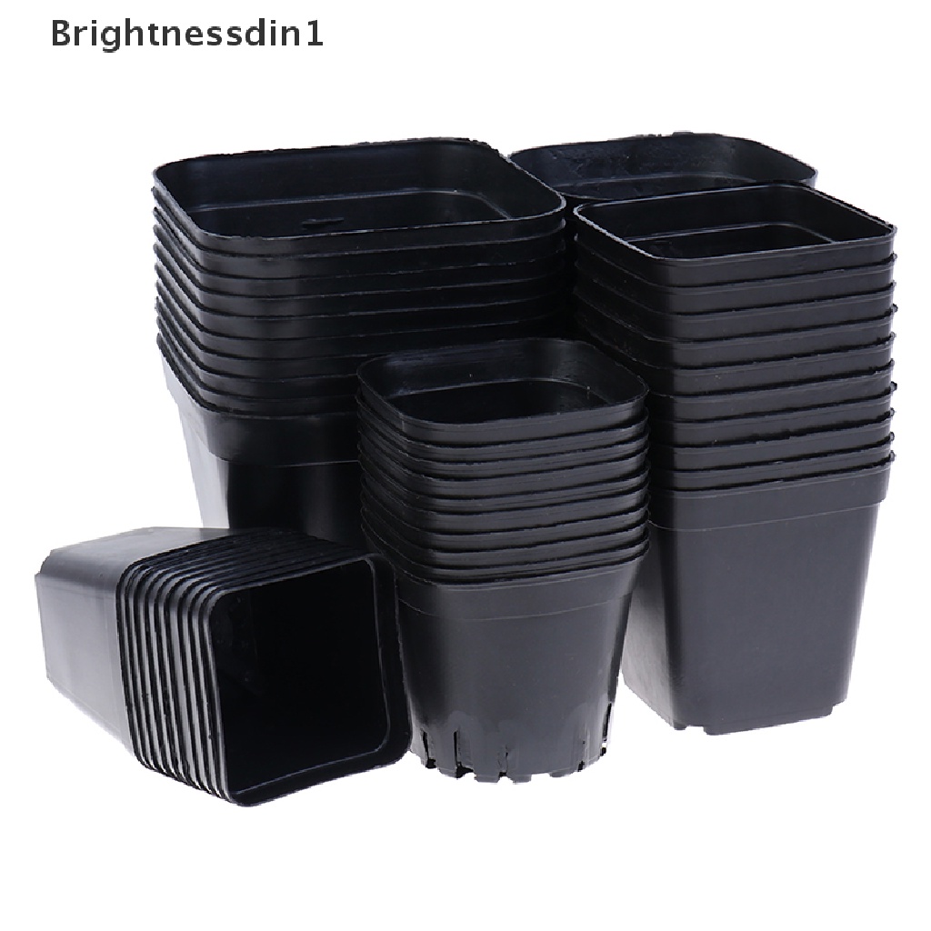 10 Pcs Pot Bunga Bahan Plastik Bentuk Persegi Warna Hitam Ukuran Kecil 1 In 1