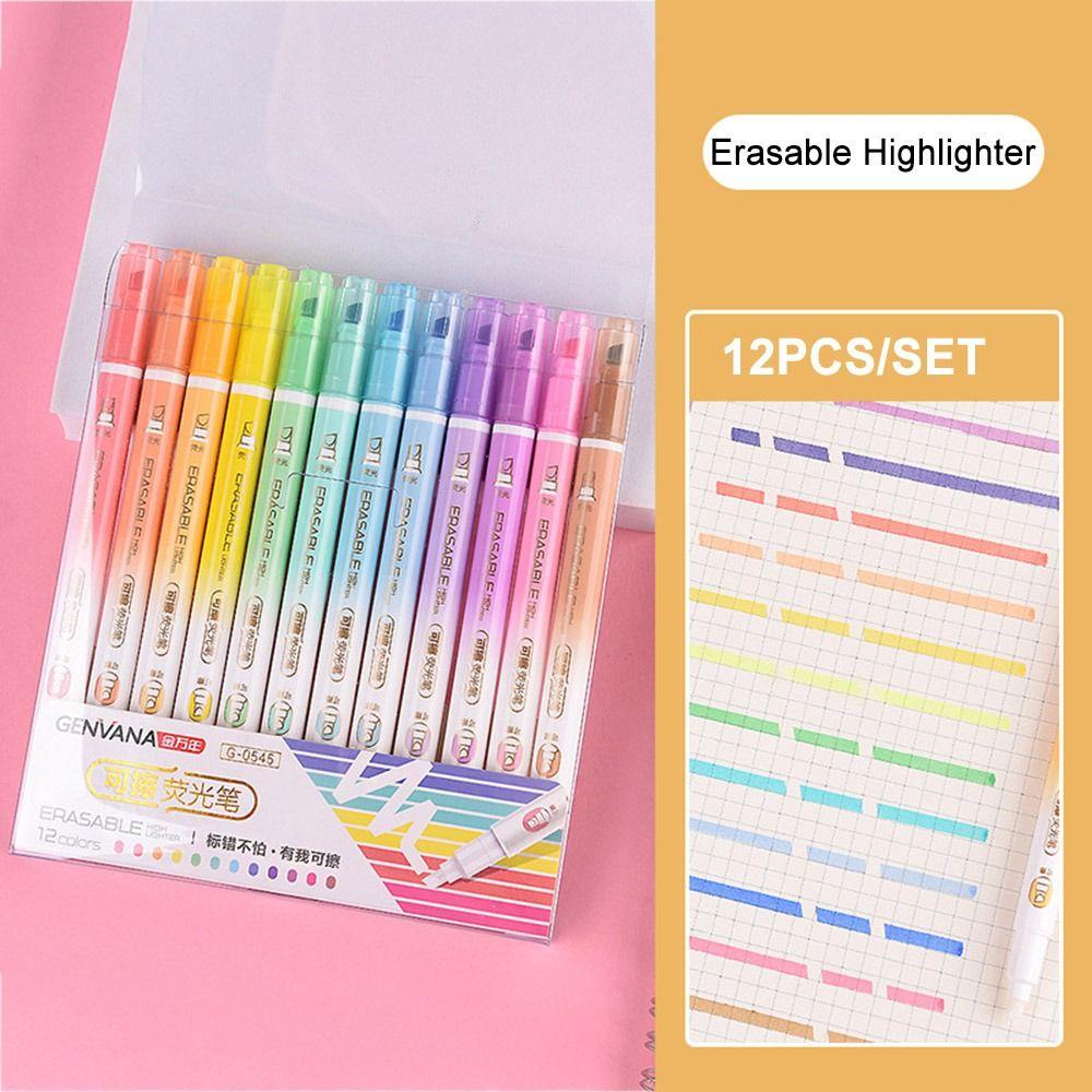 Preva 12PCS/Set Stabilo Pen Set Good-looking Perlengkapan Kantor Sekolah Menggambar Graffiti Dihapus Stabilo Alat Tulis Pena Warna