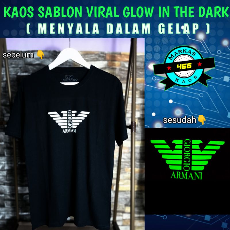 Kaos Sablon Glow In The Dark / Menyerap  Cahaya  / Baju Glow In The Dark  / T-shirt Glow In The Dark