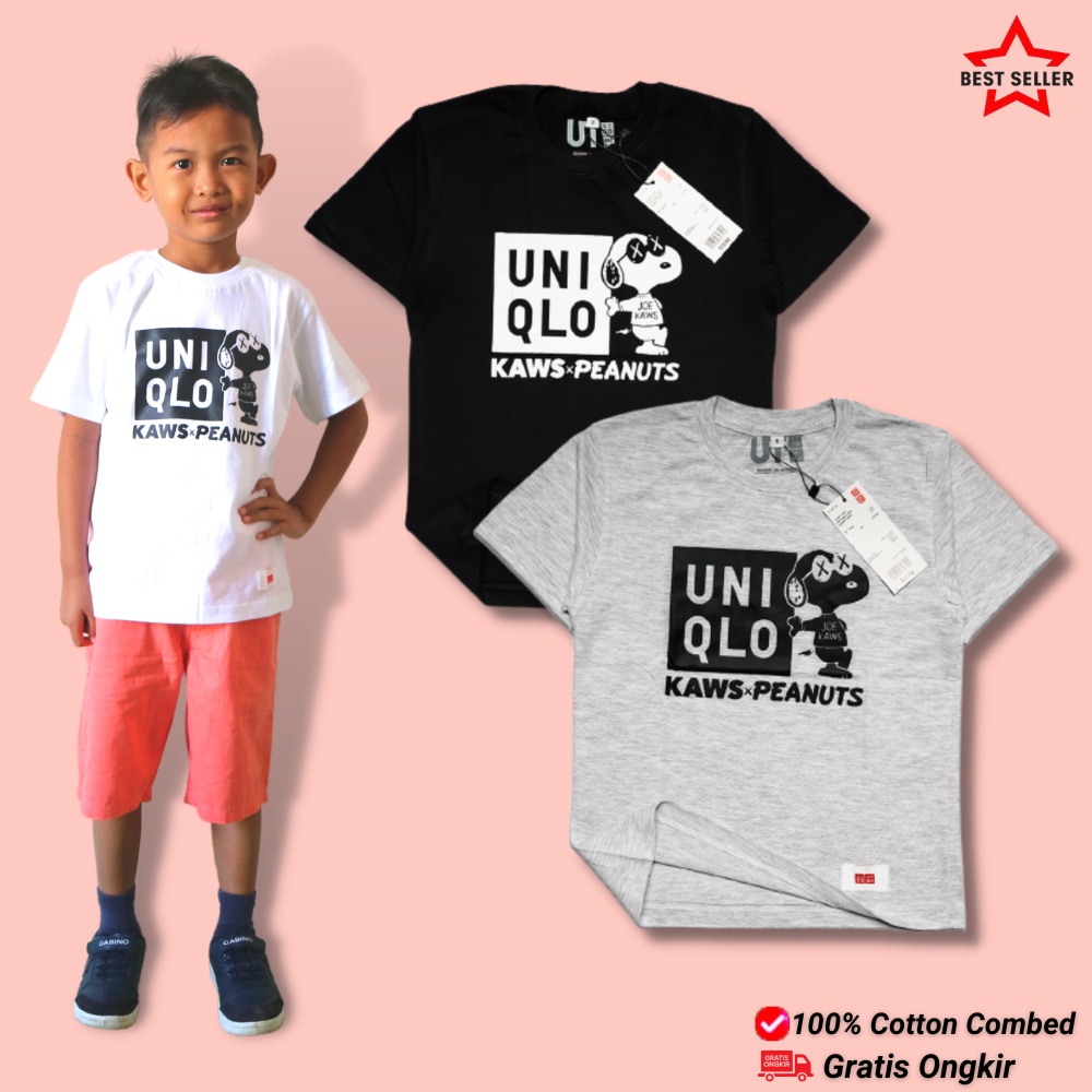 UNI-03 - Kaos anak laki-laki dan perempuan umur 1 - 12 tahun| Baju Setelan atasan anak tanggung| Pakaian anak-anak distro keren motif simple| Kaos katun combed 30s