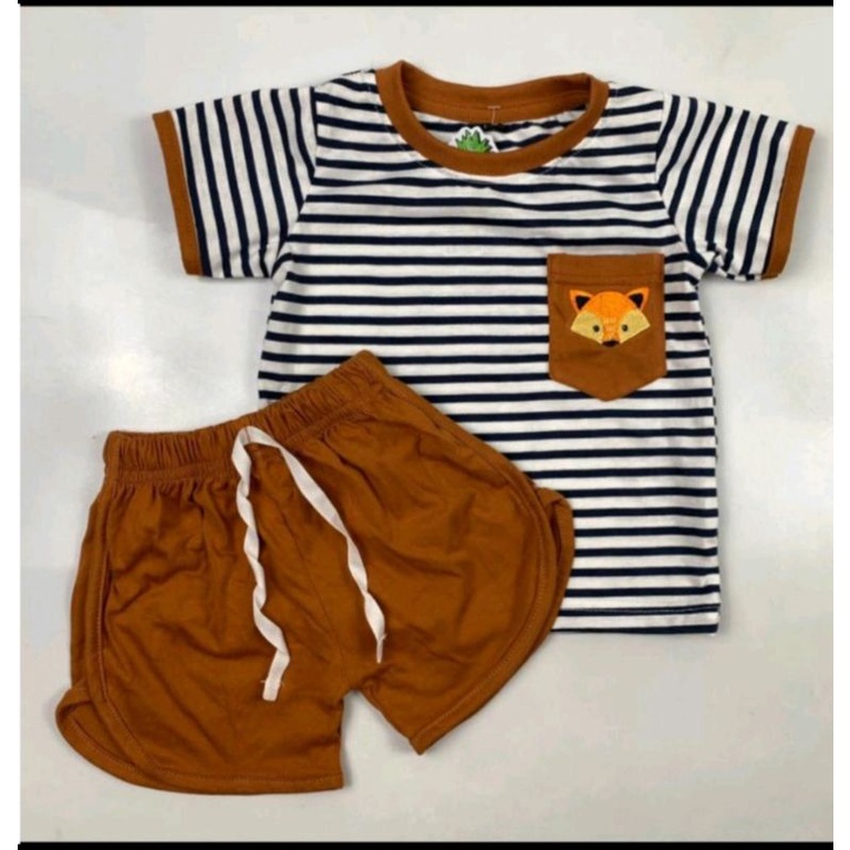 SETELAN KAOS ANAK TERBARU/SET KOS SALUR PENDEK 1-5 THN