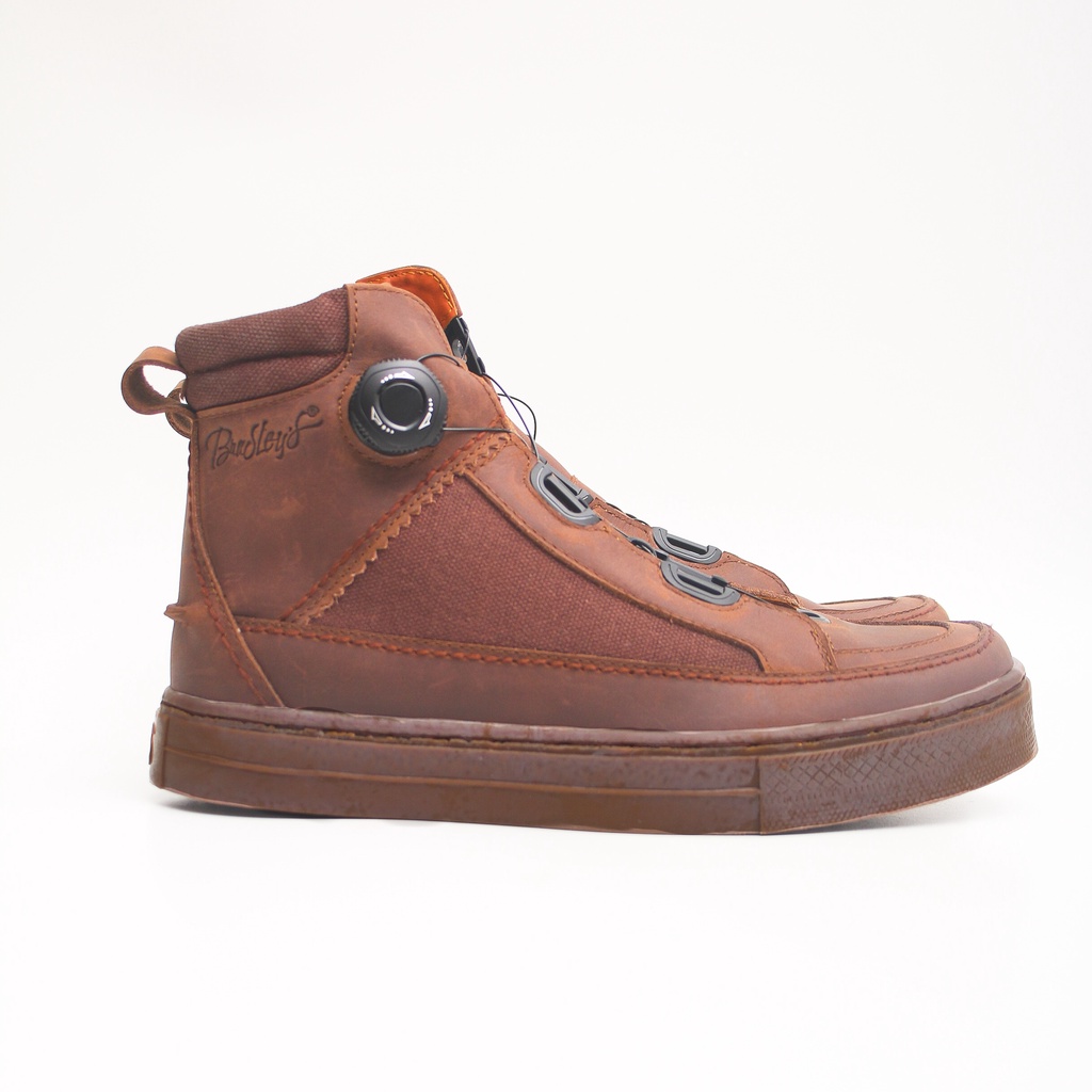 Bradleys Elmar Brown - Sepatu Kulit Sneakers Boots Pria Sistem Tali Putar
