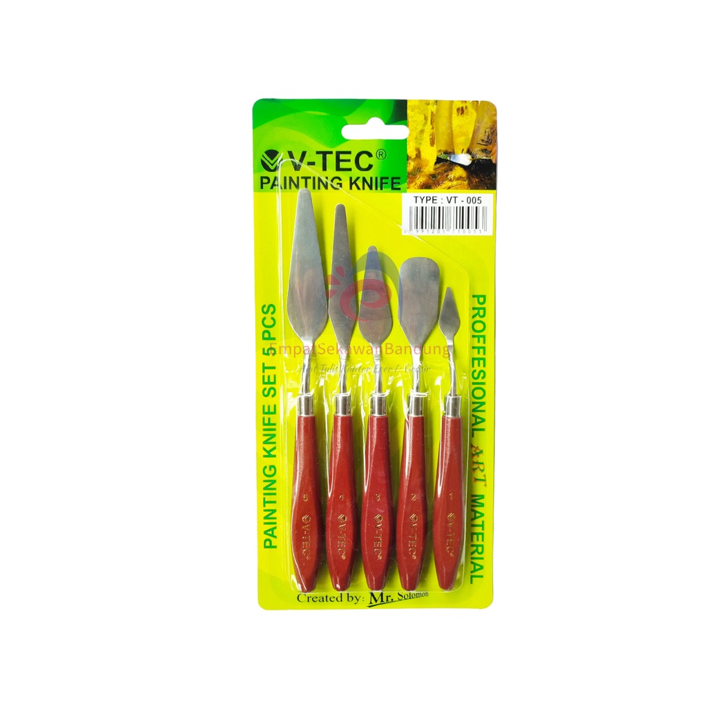 

V-Tec Painting Knife VT-005 Set 5 Pisau / Vtec Pisau Lukis No. 1-5 – Set 5 SHESB