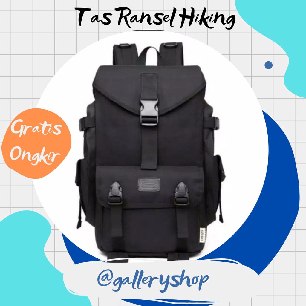 BACKPACK TAS RANSEL HITAM TRAVEL RENANG UNTUK BAJU SEKOLAH KERJA KULIAH PRIA WANITA COWOK CEWEK TERJ