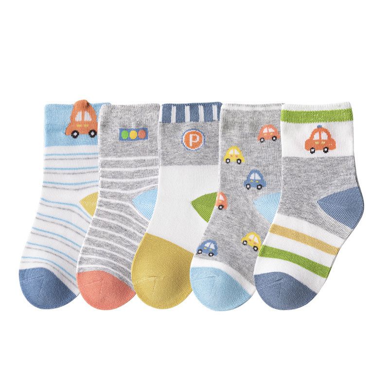 KK-12 [5 SET] KAOS KAKI BAYI ANAK IMPOR SOCKS LUCU KARAKTER MOBIL