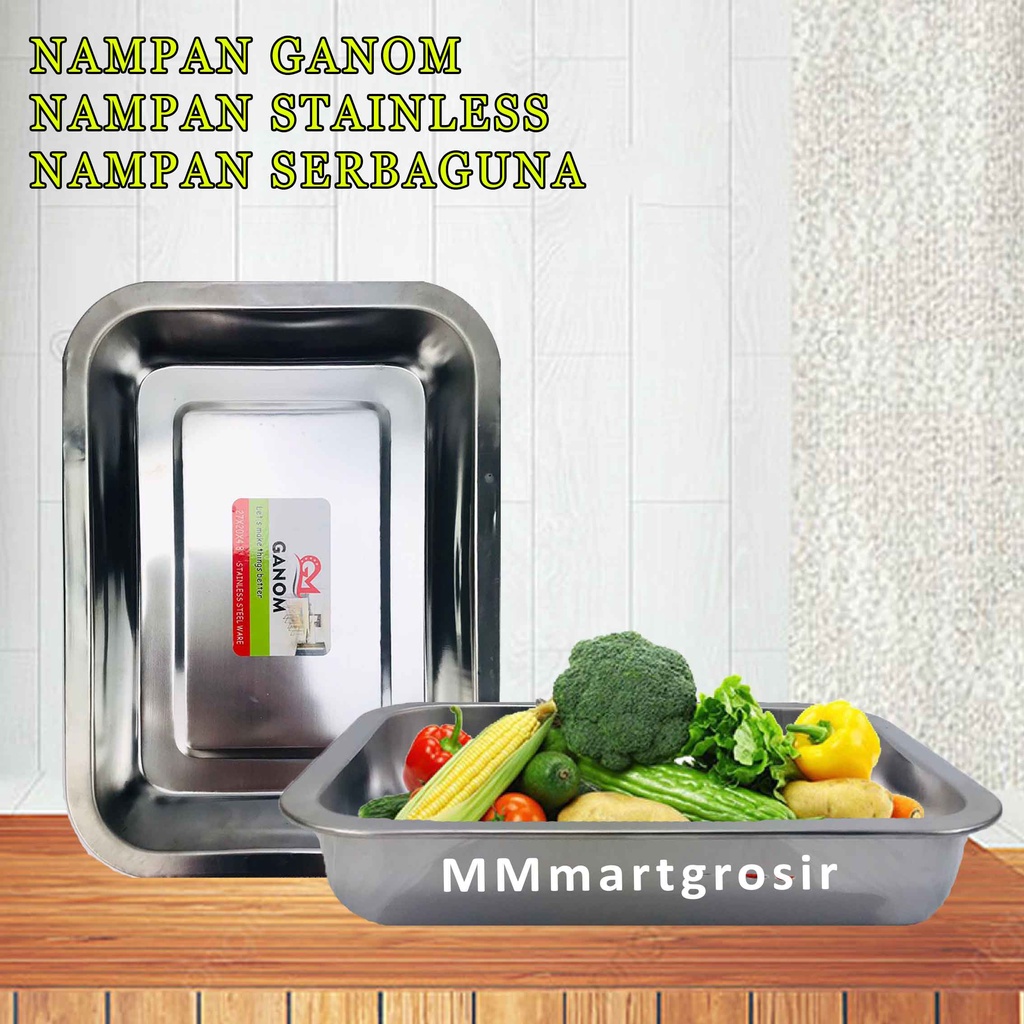 Nampan Ganom / Nampan Stainless Steel / Tempat Penyimpanan Makanan / Serbaguna