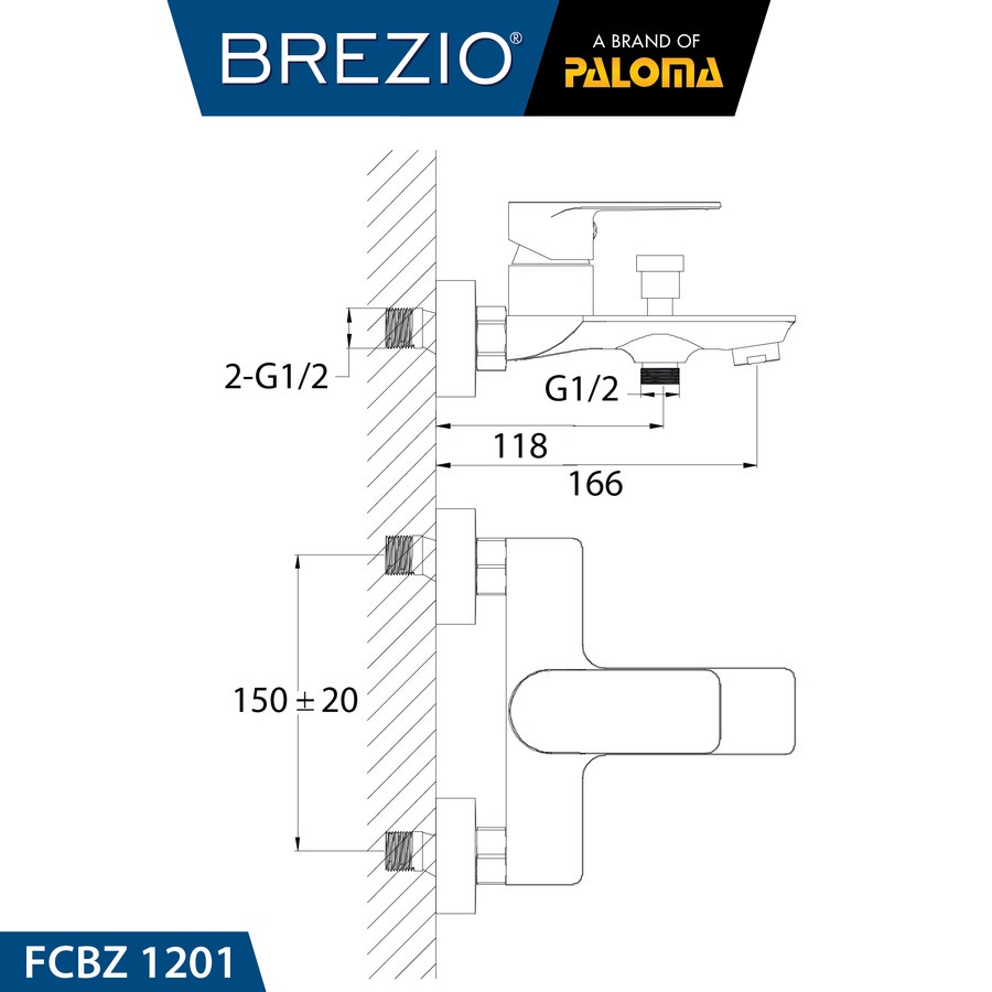 BREZIO FCBZ 1201 Keran Mixer Batht / Shower Mandi PanasDingin Kran Air