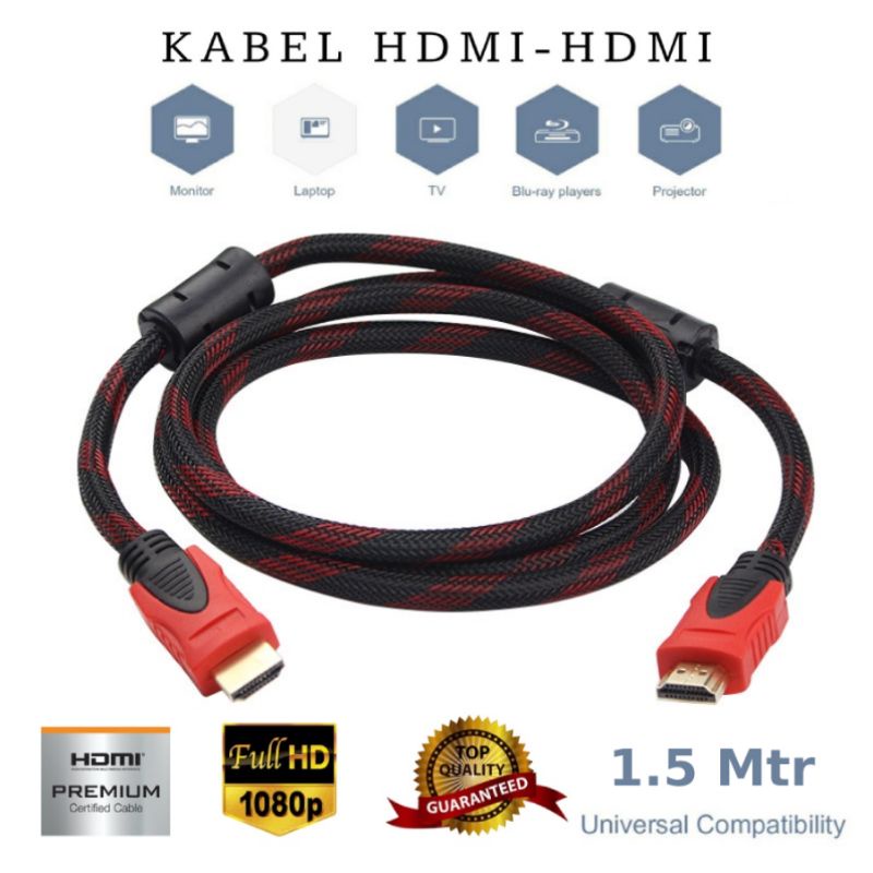 Kabel HDMI Standard Cowok to Cowok Male to Male 1.5M