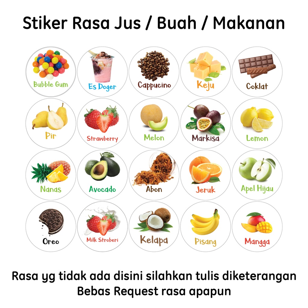 

50 PCS Stiker rasa Makanan / Buah