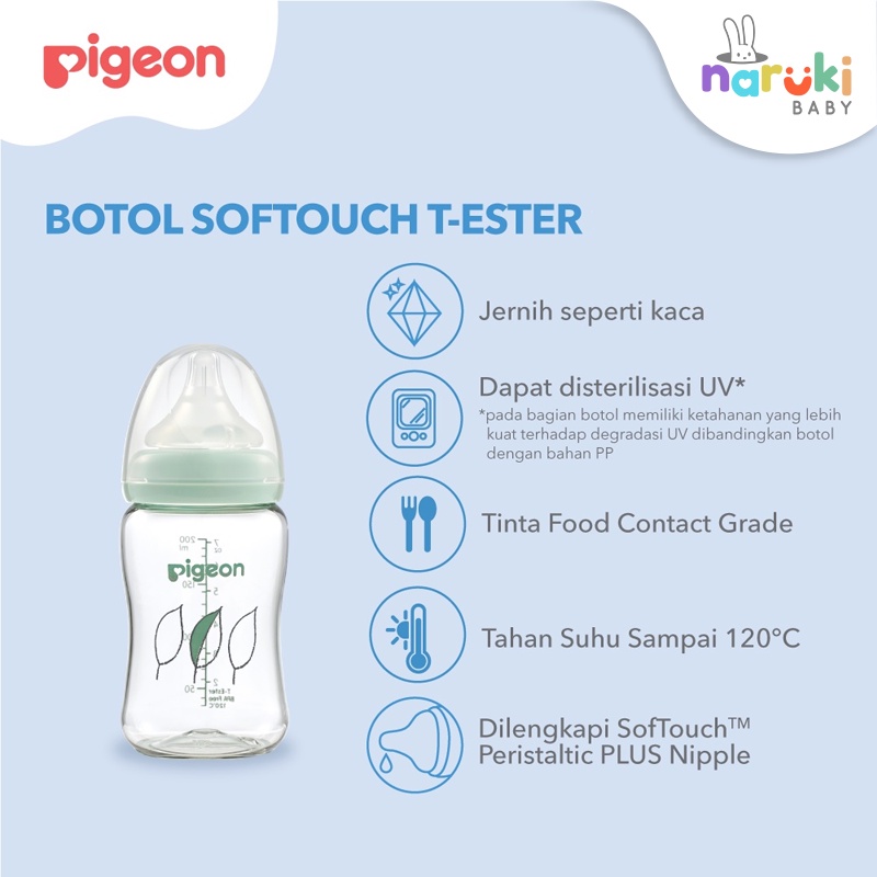 Pigeon Botol T-Ester SoftTouch Wideneck Peristaltic Plus 200ml 300ml