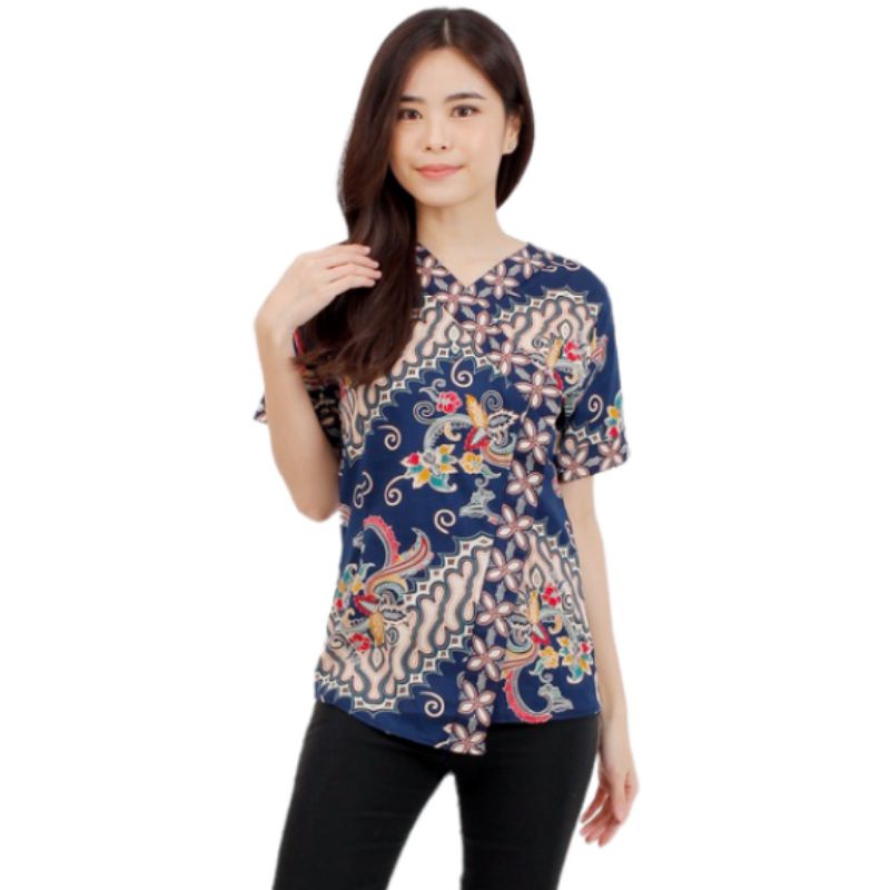 ATASAN BATIK/BLOUSE BATIK WANITA A057-186BFY - BAHAN BATIK STRETCH