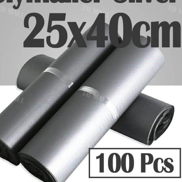 

Plastik Packing Polymailer PE Silver Glossy 28X35CM Isi 100Pcs Tebal