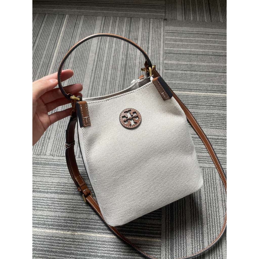 86843   TB canvas contrast color BLAKE bucket bag handbag shoulder messenger bag shoulder bag shoulder strap adjustable and detachable   stb