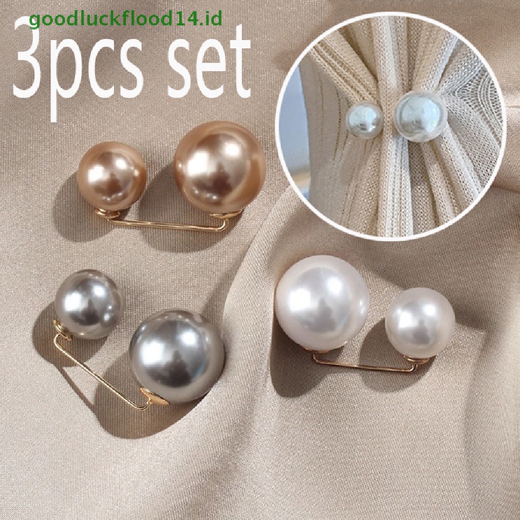 3pcs / Set Bros Pin Hias Mutiara Untuk Pakaian