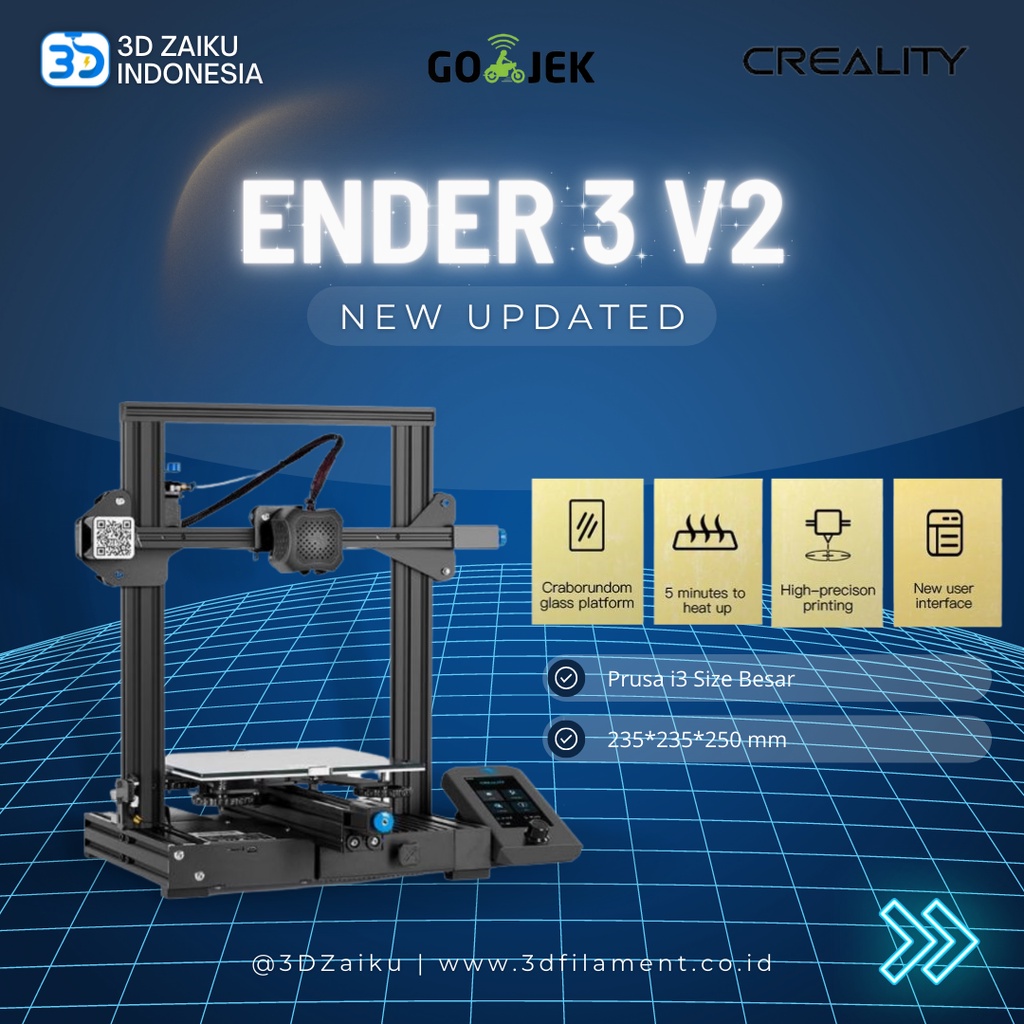 Creality Ender 3 NEO V2 32 Bit Updated 3D Printer Prusa i3 Size Besar