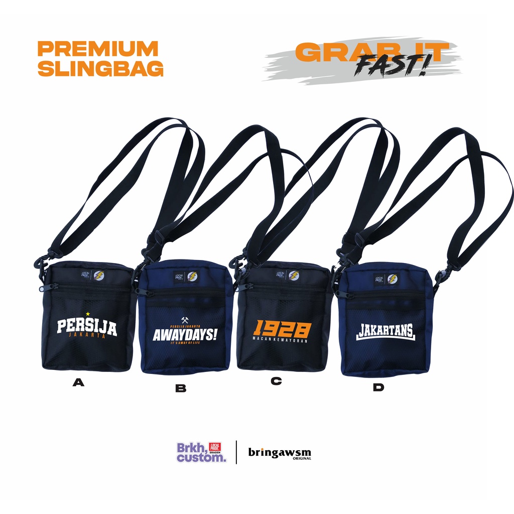 TAS SELEMPANG PERSIJA JAKARTA JAKMANIA FOOTBALL FANS HOLIGAN TAS DISTRO TAS BOLA BRKHCUSTOM