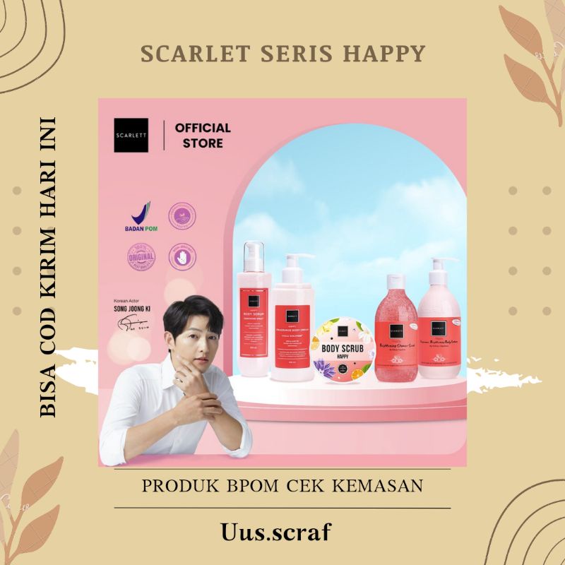 SERIS HAPPY SCARLET  BODY LOTION, BODY CREAM, BODY SCRUB, BODYWASH ORI