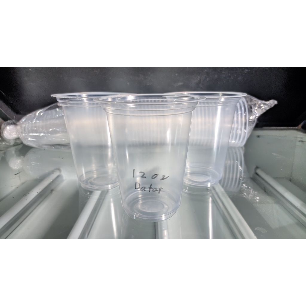 

Gelas Plastik Bening Starindo 12oz 7gr Datar [ECERAN] / Plastik Cup PP bening polos @50pcs