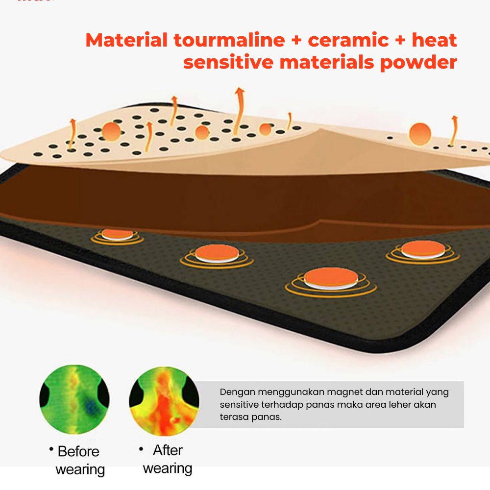 MARKETBIX Alat Pemijat Leher Magnetic Tcare Tourmaline Neck Massager Therapy Sabuk Terapi Leher