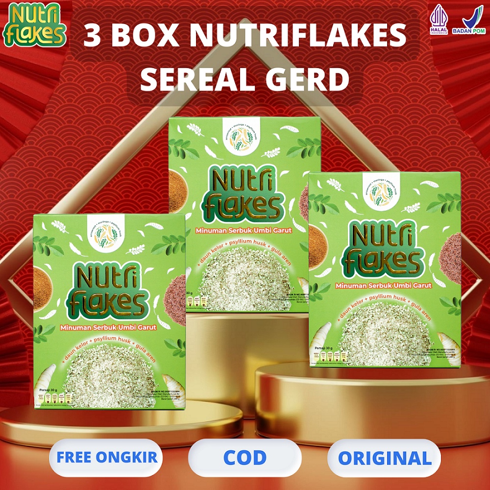 

3 BOX NUTRIFLAKES ORIGINAL DARI DISTRIBUTOR RESMI SEREAL UMBI GARUT DAPAT MENGATASI PENEDERITA ASAM LAMBUNG KRONIS