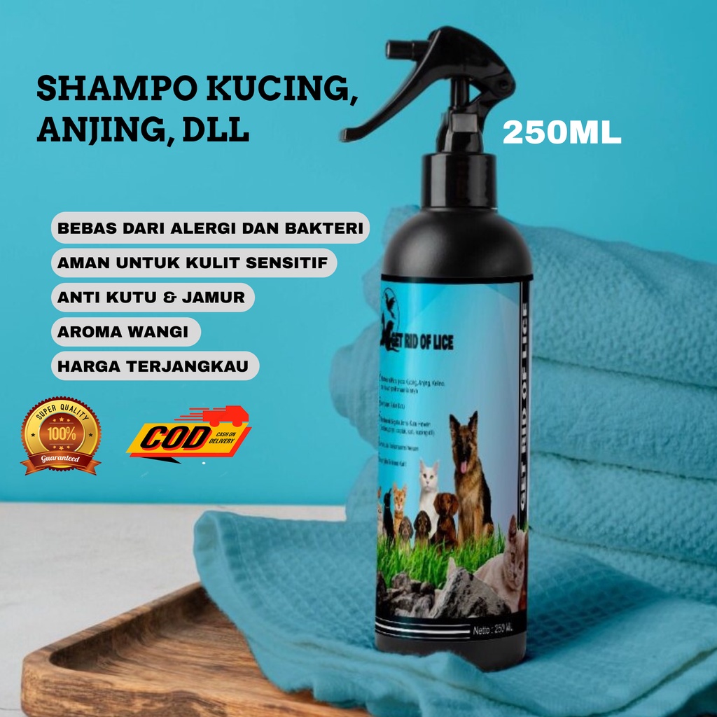 shampo kucing & anjing anti kutu jamur dan rontok, shampo kutu kucing paling ampuh