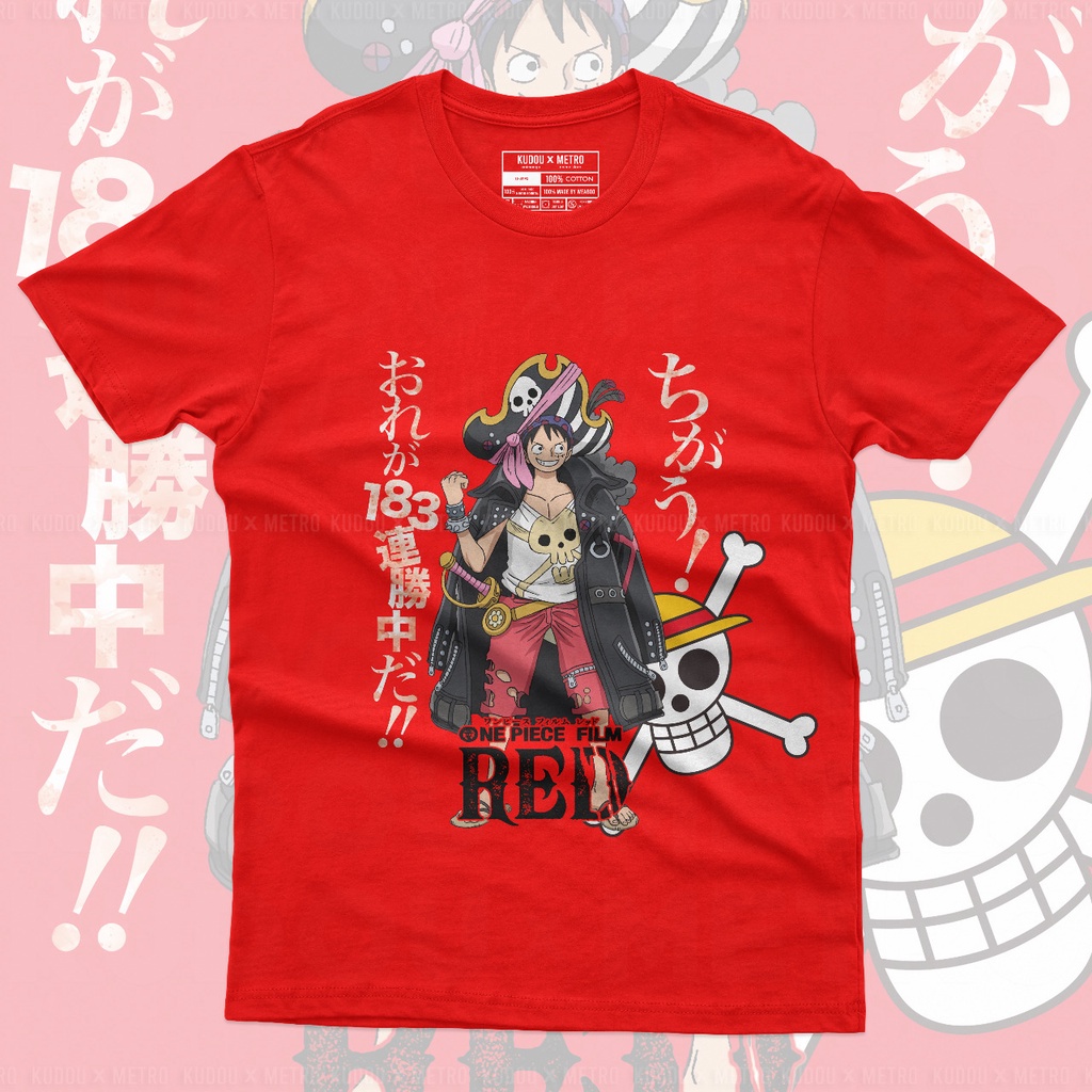 Kaos Luffy Pirate Anime Manga One Piece Movie Film Red Premium Unisex