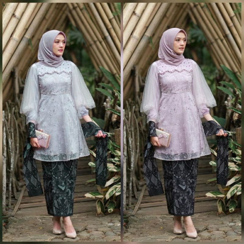 [ BISA COD ] Best Seller  - Lavanda Brukat Tille Mutiara Set Kebaya Modern - Kebaya Kondangan - Kebaya Wisuda - Outfit kondanga kekinian - kebaya lamaran terbaru 2022 - sragam bridesmaid termurah