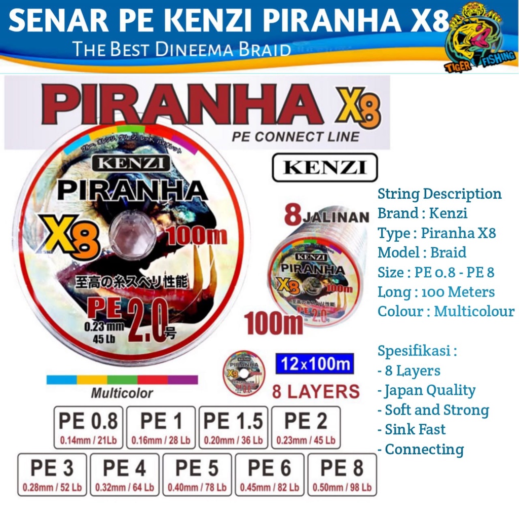 Pe piranha x8 0.8 1.0 1.5 2.0 3.0 4.0 5.0 6.0 8.0