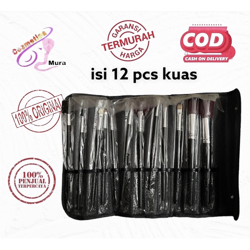 [ isi 12 pcs ] kuas dompet make up isi 12 pcs - kuas dompet make up isi 12 pcs