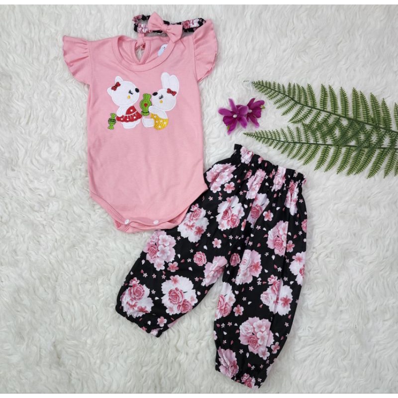 Baju bayi perempuan Jumper + celana panjang