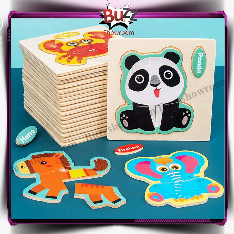 Jigsaw Puzzle Kayu 3D Timbul Wooden Mainan Edukasi Anak montessori