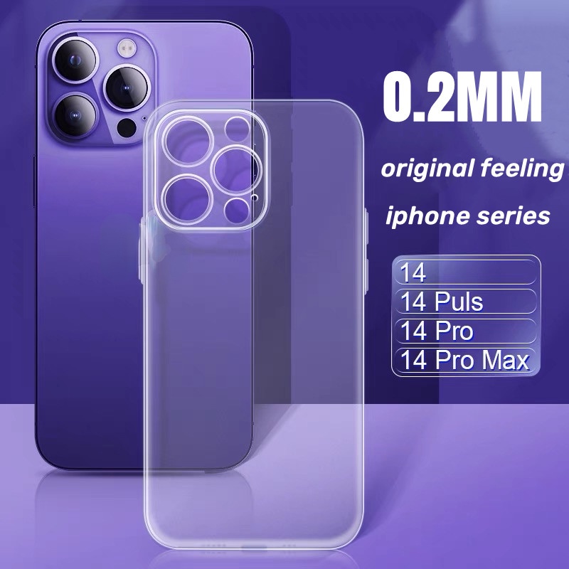 Case Shockproof Bentuk Kotak Warna Ungu Untuk iPhone 14 pro max 13 12 pro max 11 11 pro max