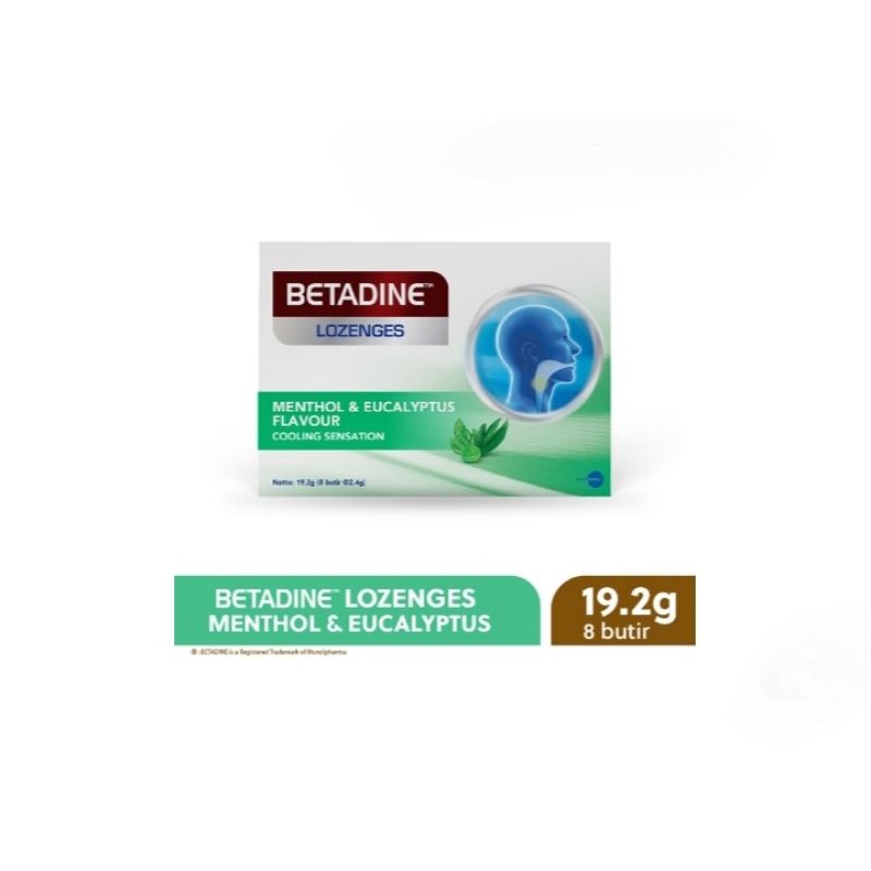 

Betadine Lozonges permen menthol & eucalyptus 19,2 g