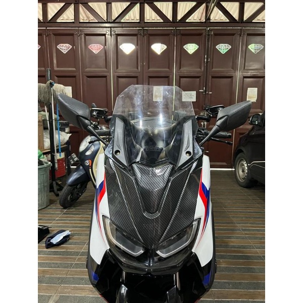 Visor Tameng Winshield + Spion Carbon Motor New Nmax-155 2020 - 2022 Plastik Abs Anti Getar Original