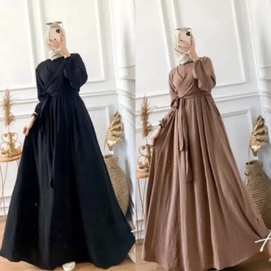 Aleta Gown Gamis Katun Crinkle  POLOS LD 110- Gamis Wanita