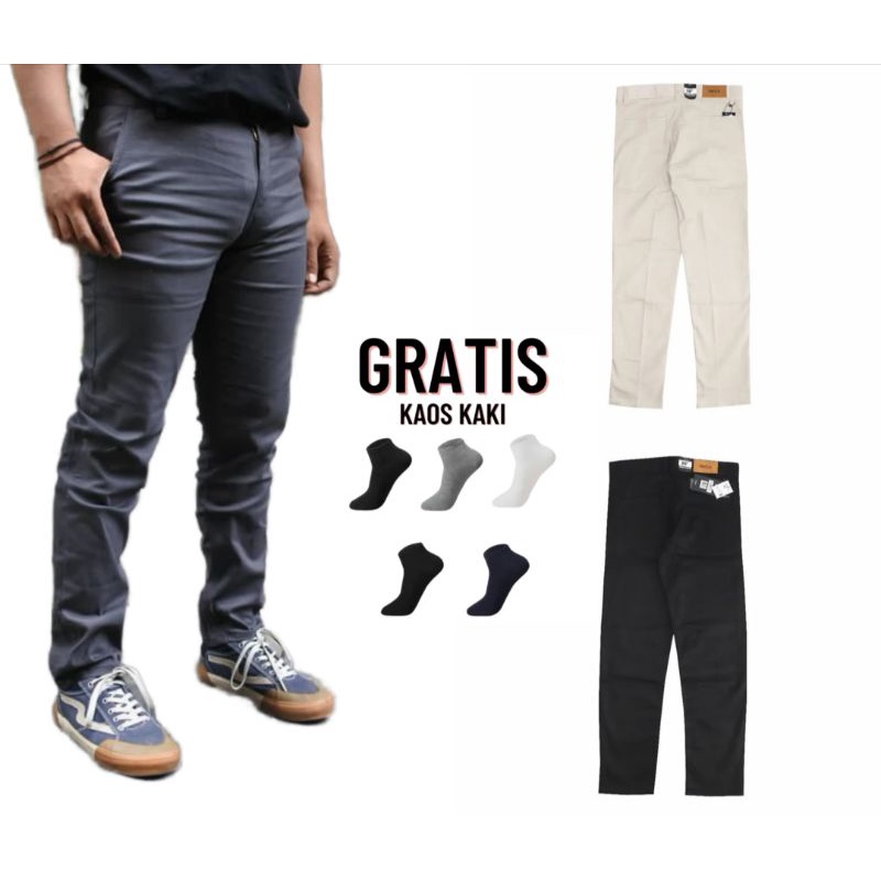Celana Chino Panjang Pria Slimfit Rvca