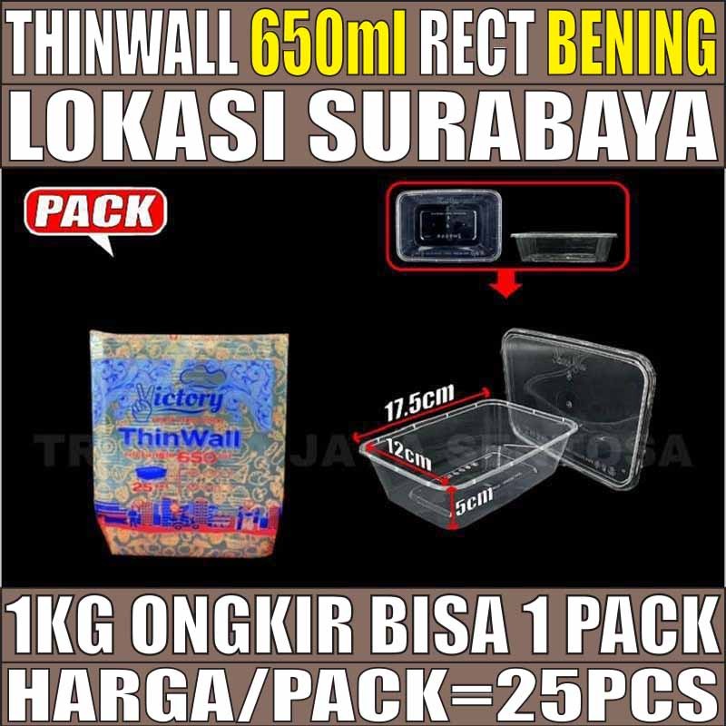 Thinwall 650ml Per Pack 25 pcs Food Container Box Tempat Kotak Makanan Plastik Surabaya