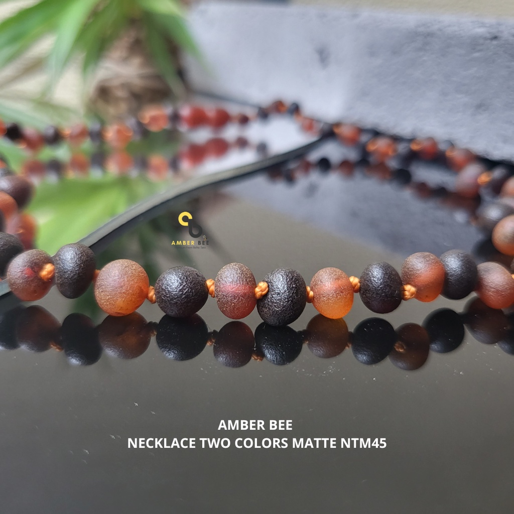 Kalung Amber Baltic Balita &amp; Anak Tumbuh Gigi Premium Matte Cognac Cherry NMCC45