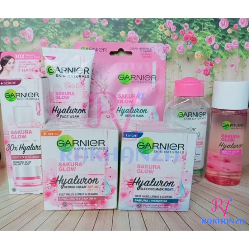 Garnier Sakura Glow paket lengkap 7 Pcs (foam+toner+micellar+day+night+serum+maker)
