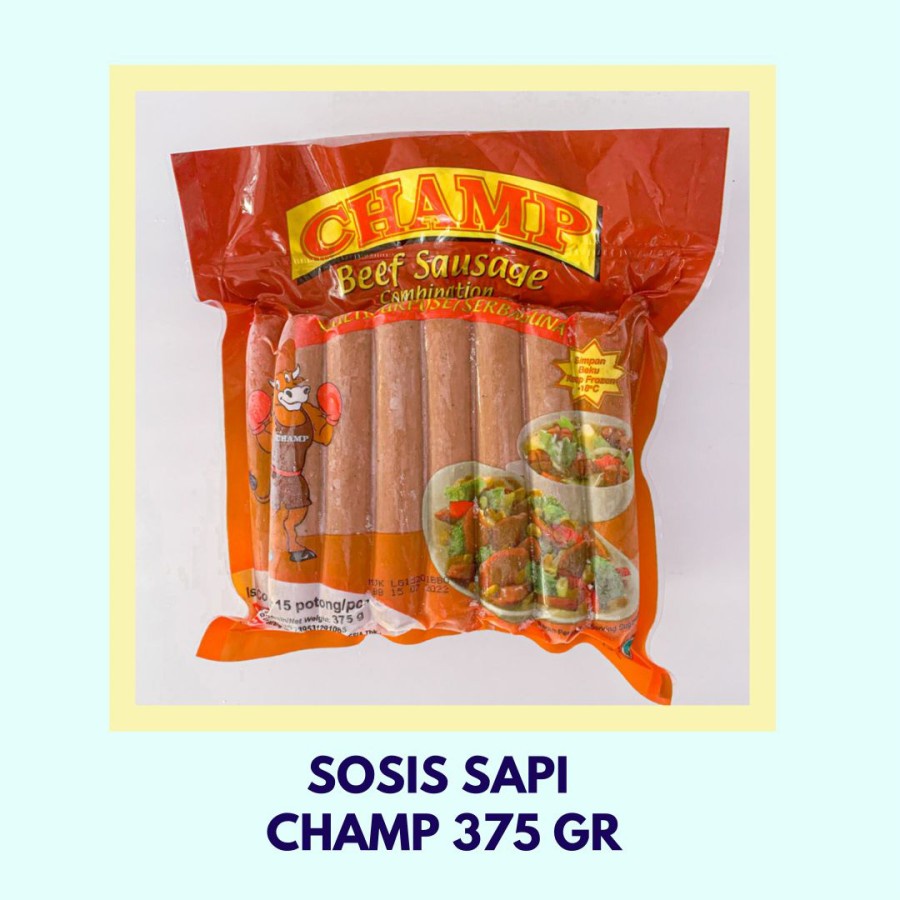 sosis Sapi 375 gr, isi 15 pcs PRODUK champ