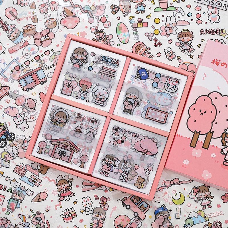

100 Lembar Sticker Motip Kartun Korea Lucu Anti Air Decorasi Handbook Scrapbook