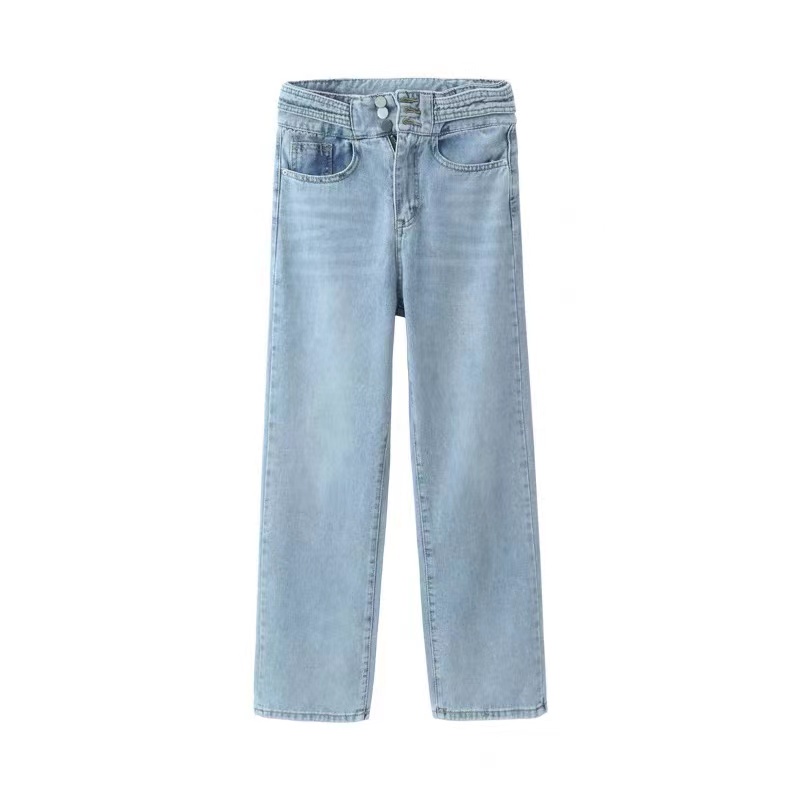 new biru muda high waist murah celana jeans panjang wanita kulot korea