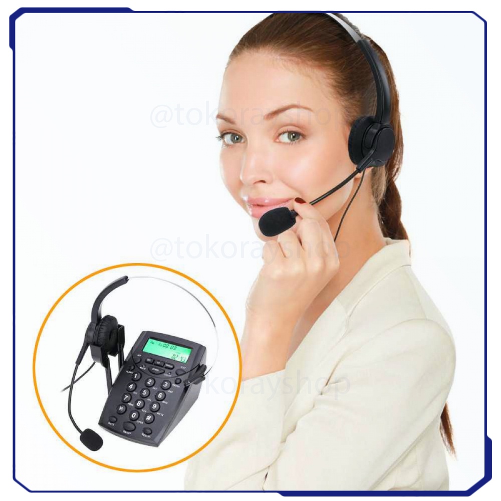 Telephone Desk HT500 with Headset Handsfree Call Center VH500