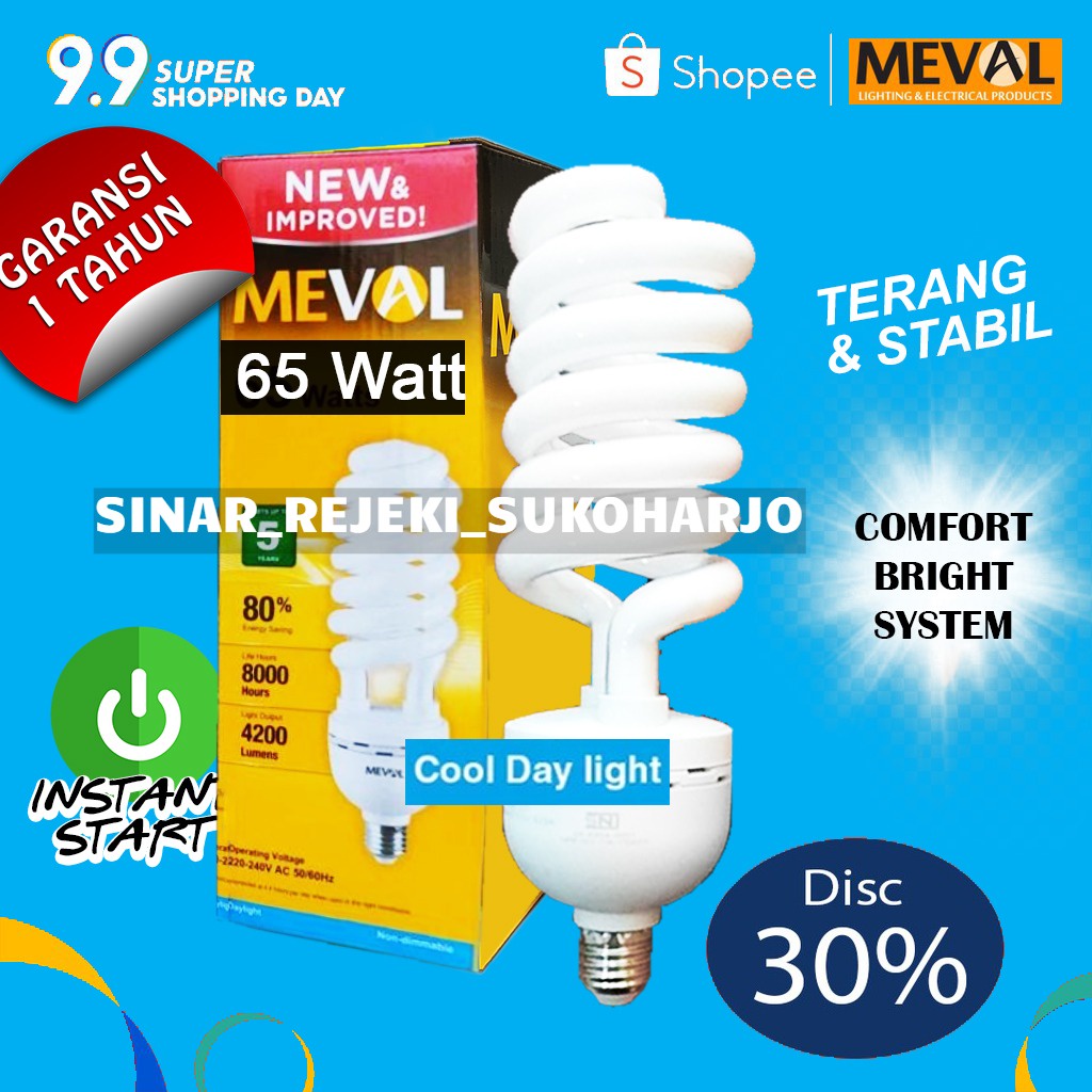 MEVAL LAMPU HEMAT ENERGI SPIRAL 65W