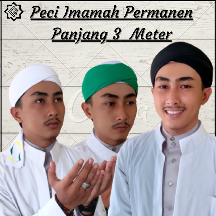 Sorban Peci Imamah Permanen Siap Pakai Peci Imamah Panjang 3 Meter Sorban Rid - Putih, 1(L0C3) Sorba