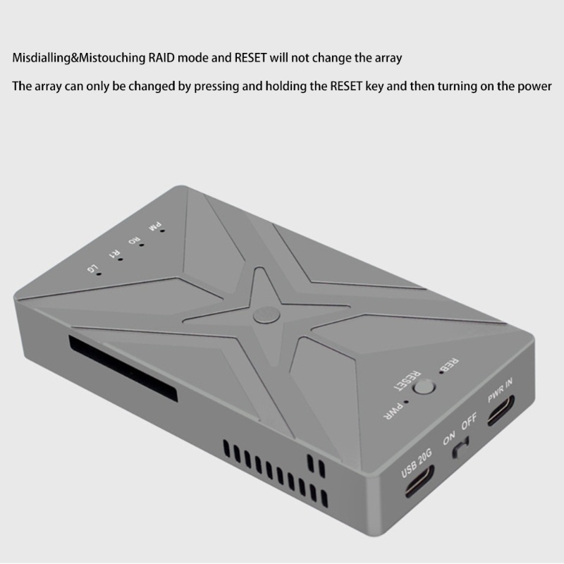 Case Enclosure SSD M2 NVME Dengan USB3.2 20Gbps Transmisi Cepat Dual Bay Raid Mode Support 2230 / 2242 / 2260 / 2280