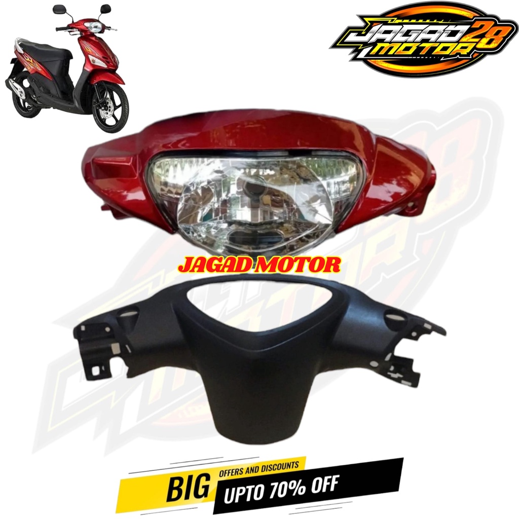 Batok Depan Belakang Mio Sporty Mio Lama Merah Maroon Lengkap dengan Lampu Reflektor Depan Set / Batok Depan Belakang Mio Sporty Merah Maroon Set Lampu Depan / Batok Kepala 1 set yamaha Mio sporty Mio lama Merah Maroon depan belakang dan lampu depan