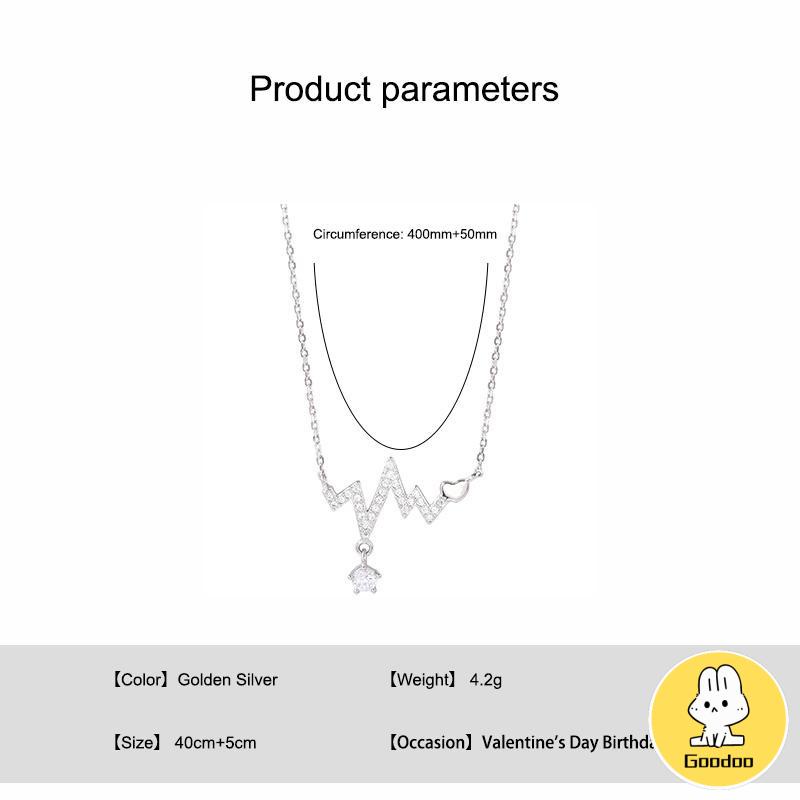 Kalung Korea Detak Jantung Wanita Niche Kepribadian Tren Elektrokardiogram Tulang Selangka Kalung Rantai -Doo -Doo