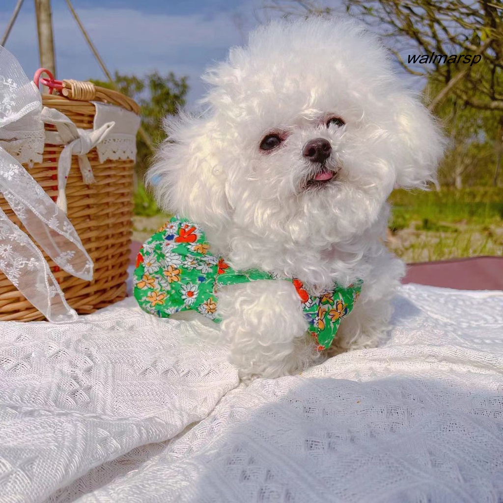 Kostum Cosplay Anjing Peliharaan Motif Print Bunga Aksen Renda Untuk Musim Panas