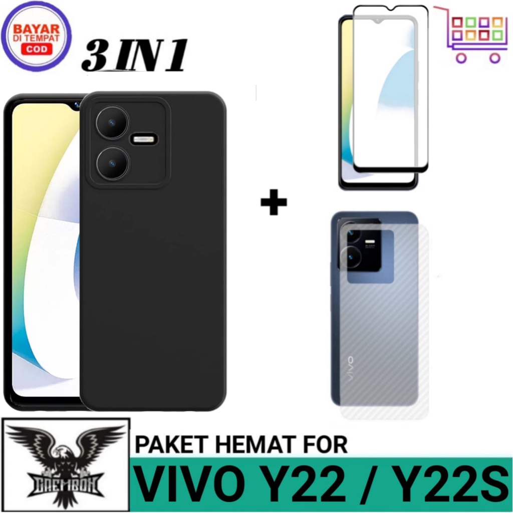 Promo Soft Case VIVO Y22 Y22S 4G Free TG Anti Gores Layar Dan Garskin Premium Anti Bekas Sidik Jari